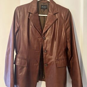 Vintage Brown Leather Jacket Italian